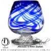 Copa Coñac Borde e Hilo Jalado de Color Azul Cobalto y Pie Cristal, Blown Glass Cognac Cup Handmade