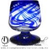 Copa Coñac Borde Hilo Jalado y Pie de Color Azul Cobalto, Artesanías de Vidrio Soplado - Blown Glass Cognac Cup Handmade