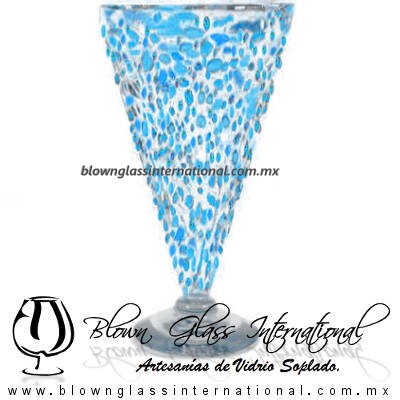Copa Cónica Cervecera Granizado de color Aguamarina (pie cristal), Artesanías de Vidrio Soplado - Blown Glass Cup Handmade Copa Cónica Cervecera Granizado de color Aguamarina (pie cristal), Artesanías de Vidrio Soplado - Blown Glass Cup Handmade
