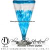 Copa Cónica Cervecera Borde y Pintas Inferior de color Aguamarina (pie cristal), Artesanías de Vidrio Soplado - Blown Glass Cup Handmade