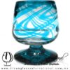 Copa Coñac Borde Hilo Jalado y Pie de Color Azul Aguamarina, Artesanías de Vidrio Soplado - Blown Glass Cognac Cup Handmade