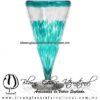 Copa Cónica Cervecera Borde y Pintas Inferior de color Azul Teal, Turquesa (pie cristal), Artesanías de Vidrio Soplado - Blown Glass Cup Handmade
