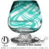 Copa Coñac Borde e Hilo Jalado de Color Azul Teal (turquesa) y Pie Cristal, Blown Glass Cognac Cup Handmade