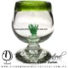 Copa Coñac Maguey Verde y Borde de color Verde Lima, Artesanías de Vidrio Soplado - Blown Glass Cognac Cup Handmade