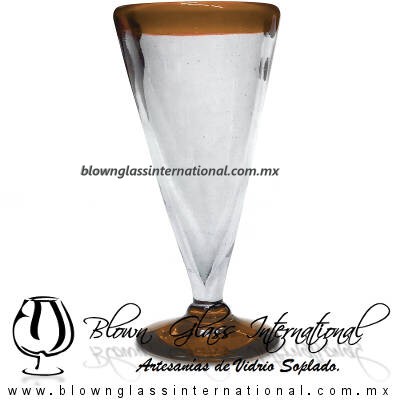 Copa Cónica Cervecera Borde y Pie de color Ámbar, Artesanías de Vidrio Soplado - Blown Glass Cup Handmade Copa Cónica Cervecera Borde y Pie de color Ámbar, Artesanías de Vidrio Soplado - Blown Glass Cup Handmade