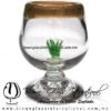 Copa Coñac Maguey Verde y Borde de color Ámbar, Artesanías de Vidrio Soplado - Blown Glass Cognac Cup Handmade