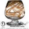 Copa Coñac Borde e Hilo Jalado de Color Ámbar y Pie Cristal, Blown Glass Cognac Cup Handmade