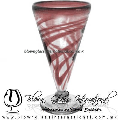 Copa Cónica Cervecera Hilo Jalado y Borde de color Amatista (pie cristal), Artesanías de Vidrio Soplado - Blown Glass Cup Handmade Copa Cónica Cervecera Hilo Jalado y Borde de color Amatista (pie cristal), Artesanías de Vidrio Soplado - Blown Glass Cup Handmade