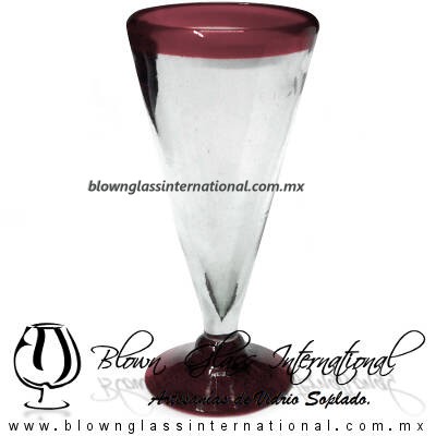 Copa Cónica Cervecera Borde y Pie de color Amatista, Artesanías de Vidrio Soplado - Blown Glass Cup Handmade Copa Cónica Cervecera Borde y Pie de color Amatista, Artesanías de Vidrio Soplado - Blown Glass Cup Handmade