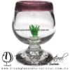 Copa Coñac Maguey Verde y Borde de color Amatista, Artesanías de Vidrio Soplado - Blown Glass Cognac Cup Handmade