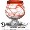 Copa Coñac Telaraña y Borde de Color Rojo, Blown Glass Cognac Cup Handmade Copa Coñac Telaraña y Borde de Color Rojo, Blown Glass Cognac Cup Handmade