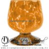 Copa Coñac Pintas y Pie de Color naranja, Artesanías de Vidrio Soplado - Blown Glass Cognac Cup Glass Handmade Copa Coñac Pintas y Pie de Color naranja, Artesanías de Vidrio Soplado - Blown Glass Cognac Cup Glass Handmade
