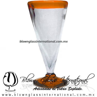 Copa Cónica Cervecera Borde y Pie de color Naranja, Artesanías de Vidrio Soplado - Blown Glass Cup Handmade Copa Cónica Cervecera Borde y Pie de color Naranja, Artesanías de Vidrio Soplado - Blown Glass Cup Handmade