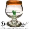 Copa Coñac Maguey Verde y Borde de color Naranja, Artesanías de Vidrio Soplado - Blown Glass Cognac Cup Handmade