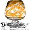 Copa Coñac Borde e Hilo Jalado de Color Naranja y Pie Cristal, Blown Glass Cognac Cup Handmade