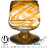 Copa Coñac Borde Hilo Jalado y Pie de Color naranja, Artesanías de Vidrio Soplado - Blown Glass Cognac Cup Handmade