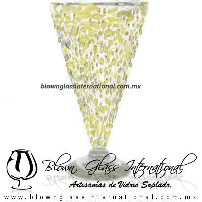 Copa Cónica Cervecera Granizado de color Amarillo (pie cristal), Artesanías de Vidrio Soplado - Blown Glass Cup Handmade Copa Cónica Cervecera Granizado de color Amarillo (pie cristal), Artesanías de Vidrio Soplado - Blown Glass Cup Handmade