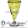 Copa Cónica Cervecera Hilo Jalado y Borde de color Amarillo (pie cristal), Artesanías de Vidrio Soplado - Blown Glass Cup Handmade Copa Cónica Cervecera Hilo Jalado y Borde de color Amarillo (pie cristal), Artesanías de Vidrio Soplado - Blown Glass Cup Handmade