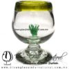 Copa Coñac Maguey Verde y Borde de color Amarillo, Artesanías de Vidrio Soplado - Blown Glass Cognac Cup Handmade
