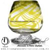Copa Coñac Borde e Hilo Jalado de Color Amarillo y Pie Cristal, Blown Glass Cognac Cup Handmade