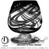 Copa Coñac Borde e Hilo Jalado de Color Negro y Pie Cristal, Blown Glass Cognac Cup Handmade