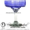 Copa Margarita Yulin Espiral de Color Azul Cobalto, (pie cristal), Artesanías de Vidrio Soplado - Blown Glass Margarita Cup Handmade