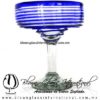 Copa Margarita Yulin Borde y Espiral de Color Azul Cobalto, (pie cristal), Artesanías de Vidrio Soplado - Blown Glass Margarita Cup Handmade