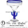 Copa Margarita Yulin Cactus Azul Borde de Color Azul Cobalto, Artesanías de Vidrio Soplado - Blown Glass Margarita Cup Handmade Copa Margarita Yulin Cactus Azul Borde de Color Azul Cobalto, Artesanías de Vidrio Soplado - Blown Glass Margarita Cup Handmade