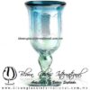 Copa Campana Craquelada Lustre y Desvanecido azul aguamarina, aqua blue, Artesanías de Vidrio Soplado - Blown Glass Factory store cup water glass Handmade