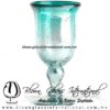 Copa Campana Craquelada Lustre y Desvanecido azul turquesa, Teal blue, Artesanías de Vidrio Soplado - Blown Glass Factory store cup water glass Handmade