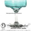 Copa Margarita Yulin Espiral de Color Azul Teal, Turquesa, (pie cristal), Artesanías de Vidrio Soplado - Blown Glass Margarita Cup Handmade