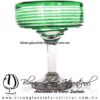Copa Margarita Yulin Borde y Espiral de Color Verde Jade, (pie cristal), Artesanías de Vidrio Soplado - Blown Glass Margarita Cup Handmade