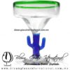 Copa Margarita Yulin Cactus Azul Borde de Color Verde Jade, Artesanías de Vidrio Soplado - Blown Glass Margarita Cup Handmade Copa Margarita Yulin Cactus Azul Borde de Color Verde Jade, Artesanías de Vidrio Soplado - Blown Glass Margarita Cup Handmade