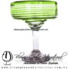 Copa Margarita Yulin Borde y Espiral de Color Verde Lima, (pie cristal), Artesanías de Vidrio Soplado - Blown Glass Margarita Cup Handmade