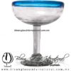 Copa Margarita Media Naranja Borde de color Azul Aguamarina, Aqua Blue, Artesanías de Vidrio Soplado - Blown Glass Factory store cup water glass Handmade Copa Margarita Media Naranja Borde de color Azul Aguamarina, Aqua Blue, Artesanías de Vidrio Soplado - Blown Glass Factory store cup water glass Handmade