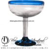 Copa Margarita Media Naranja Borde y pie de color Azul Aguamarina, Aqua Blue, Artesanías de Vidrio Soplado - Blown Glass Factory store cup water glass Handmade