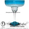 Copa Margarita Vaso desvanecido y Pie de Color Aguamarina, Aqua Blue, Artesanías de Vidrio Soplado, Fabrica de Vidrio - Blown Glass Factory Store Tequila Shot Drunk Handmade