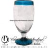 Copa Pingüino Borde y Pie de Color Aguamarina, Aqua Blue, Artesanías de Vidrio Soplado - Blown Glass