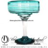 Copa Margarita Yulin Borde Espiral y Pie de Color Turquesa, Teal Blue, Artesanías de Vidrio Soplado - Blown Glass Margarita Cup Handmade