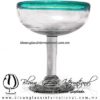 Copa Margarita Media Naranja Borde de color Azul Turquesa Teal Blue, Artesanías de Vidrio Soplado - Blown Glass Factory store cup water glass Handmade Copa Margarita Media Naranja Borde de color Azul Turquesa Teal Blue, Artesanías de Vidrio Soplado - Blown Glass Factory store cup water glass Handmade