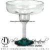 Copa Margarita Vaso pie de color azul Turquesa, Teal blue, Artesanías de Vidrio Soplado, Fabrica de Vidrio - Blown Glass Factory Store Handmade