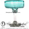 Copa Margarita con Vaso Borde y Espiral de Color Turquesa, Teal Blue, Artesanías de Vidrio Soplado, Fabrica de Vidrio - Blown Glass Factory Store Tequila Shot Drunk Handmade