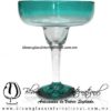 Copa Margarita Vaso desvanecido y Pie de Color Turquesa, Teal Blue, Artesanías de Vidrio Soplado, Fabrica de Vidrio - Blown Glass Factory Store Tequila Shot Drunk Handmade