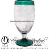 Copa Pingüino Borde y Pie de Color Turquesa, Teal Blue, Artesanías de Vidrio Soplado - Blown Glass