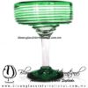 Copa Margarita Yulin Borde Espiral y Pie de Color Verde Jade, Dark Green, Artesanías de Vidrio Soplado - Blown Glass Margarita Cup Handmade