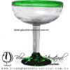 Copa Margarita Media Naranja Borde y pie de color Verde Jade, Dark Green, Artesanías de Vidrio Soplado - Blown Glass Factory store cup water glass Handmade