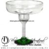 Copa Margarita Vaso pie de color verde jade, Dark green, Artesanías de Vidrio Soplado, Fabrica de Vidrio - Blown Glass Factory Store Handmade