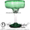 Copa Margarita con Vaso Borde Espiral y Pie de Color Verde Jade, Dark Green, Artesanías de Vidrio Soplado, Fabrica de Vidrio - Blown Glass Factory Store Tequila Shot Drunk Handmade