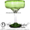 Copa Margarita Yulin Borde Espiral y Pie de Color Verde Lima, Light Green, Artesanías de Vidrio Soplado - Blown Glass Margarita Cup Handmade