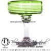 Copa Margarita con Vaso Borde y Espiral de Color Verde Lima, Light Green, Artesanías de Vidrio Soplado, Fabrica de Vidrio - Blown Glass Factory Store Tequila Shot Drunk Handmade